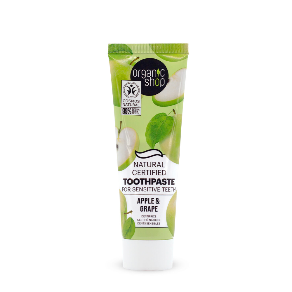 NATURAL CERTIFIED TOOTHPASTE FOR SENSITIVE TEETH APPLE & GRAPE